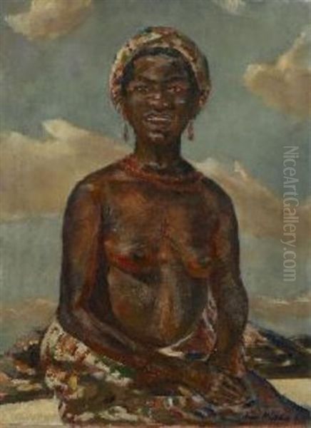 Sitzende Sudanesin Oil Painting by Julius Huether