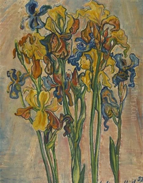 Lilien Oil Painting by Julius Huether