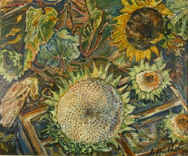 Sonnenblumen Oil Painting by Julius Huether