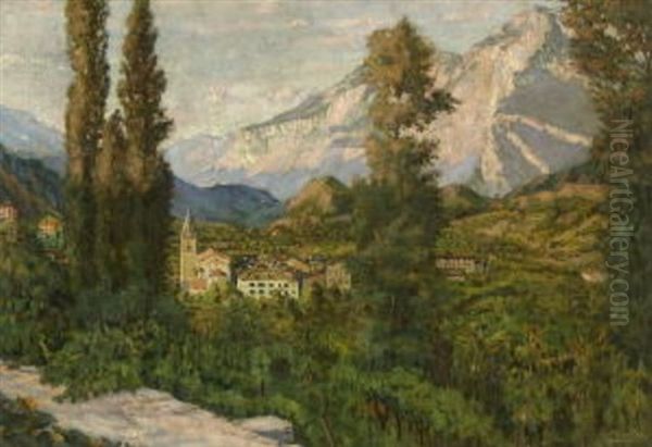 Sudtiroler Landschaft Oil Painting by Julius Huether