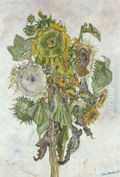 Sonnenblumen Oil Painting by Julius Huether