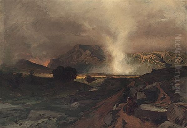 Prachtvolle Gebirgslandschaft Mit Malerischem Lichteinfall Bei Abziehendem Gewitter Oil Painting by Rudolf Huthsteiner