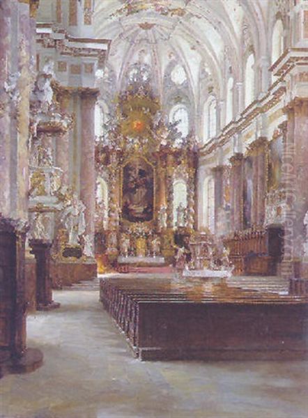 Innenansicht Der Klosterkirche In Furstenfeld Oil Painting by Rudolf Huthsteiner