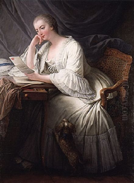 La Lecture Oil Painting by Charles Francois Hutin