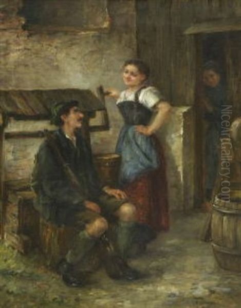 Belauscht Oil Painting by Arthur Hutschenreuter