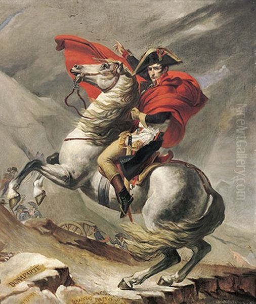 Napoleon Quert Den St. Bernhard (after David) Oil Painting by Erni von Huettenbrenner