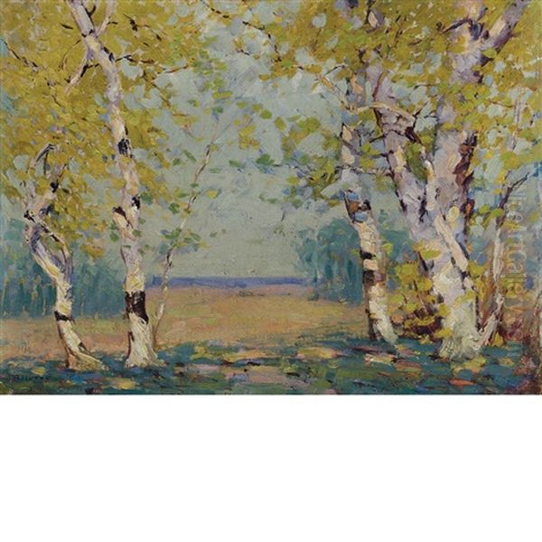 Southern Autumn Birch Oil Painting by Alfred Heber Hutty