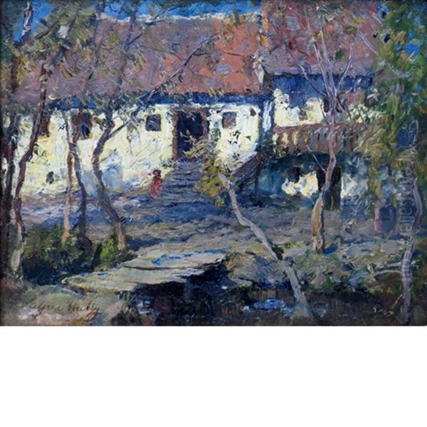 View Across A Creek Oil Painting by Alfred Heber Hutty