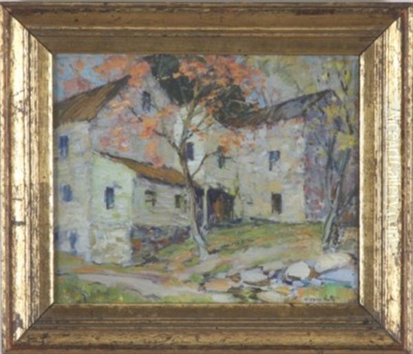 Stone Building Among Trees Oil Painting by Alfred Heber Hutty