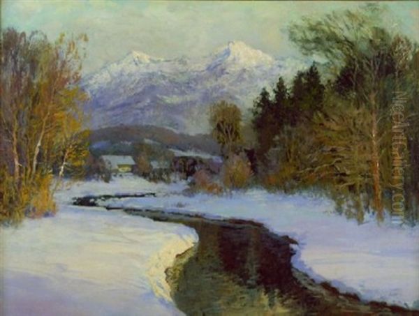 River In Winter Oil Painting by Alfred Heber Hutty