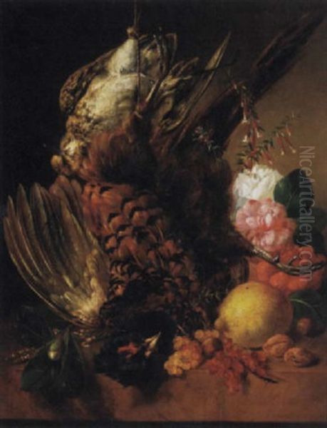 A Still Life With Fruit, Flowers And Game by Francois Joseph Huygens