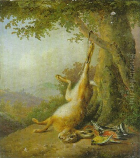 Jagdstilleben Mit Einem Erlegten Hasen Oil Painting by Francois Joseph Huygens