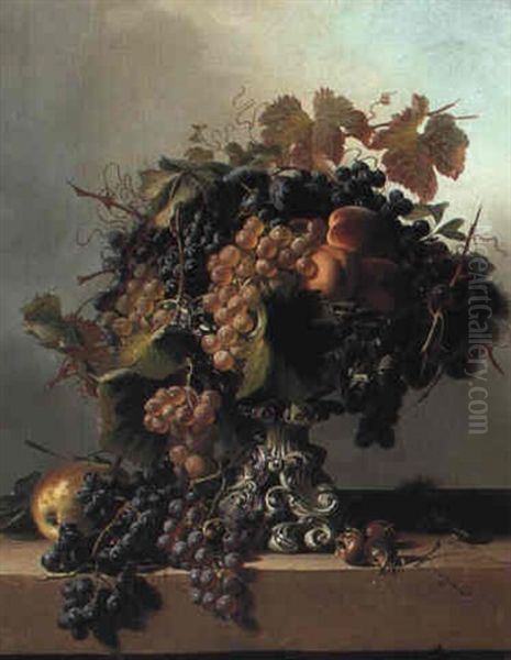 Still Life With Grapes Oil Painting by Frederik Lodewyn Huygens