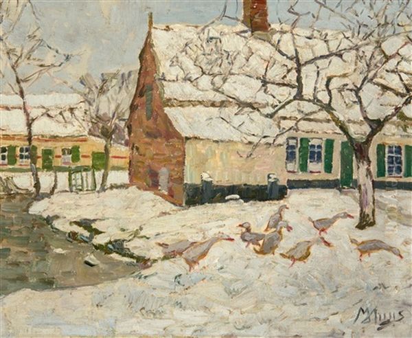 The First Snow Oil Painting by Modest Huys