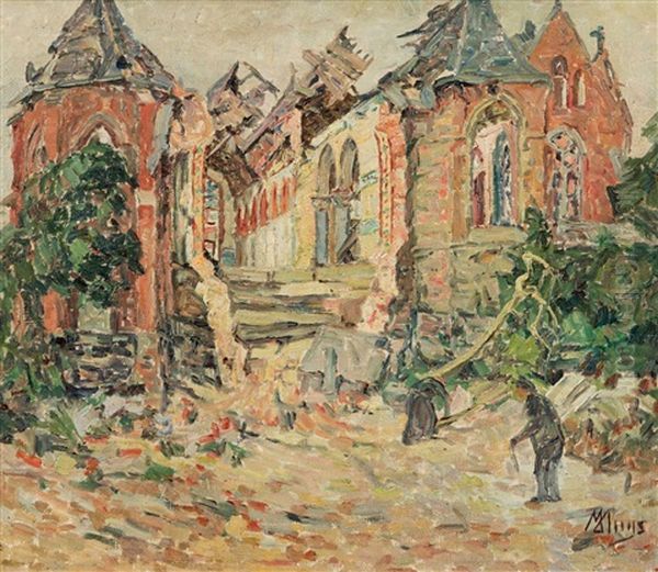 View Of Ardooie (1919) Oil Painting by Modest Huys