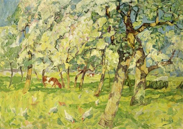 The Flowering Orchard Oil Painting by Modest Huys