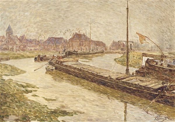 The River Leie In Vyve St. Elooi Oil Painting by Modest Huys