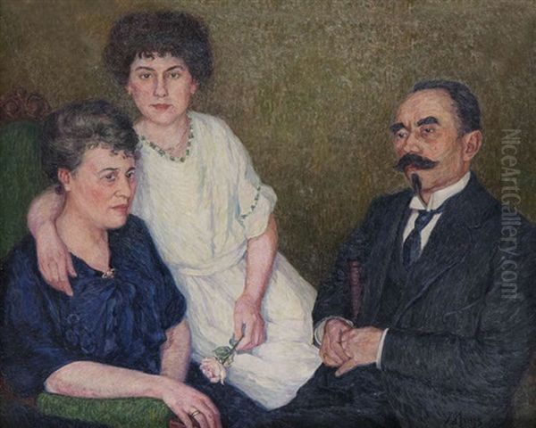 Familie Portret Oil Painting by Modest Huys