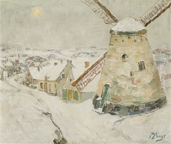 Village Enneige Oil Painting by Modest Huys