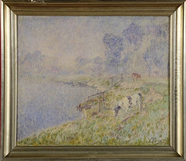 Vaches Au Bord De L'eau Oil Painting by Modest Huys