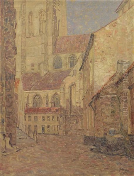 Blick Auf St. Rombout In Mechelen Oil Painting by Modest Huys