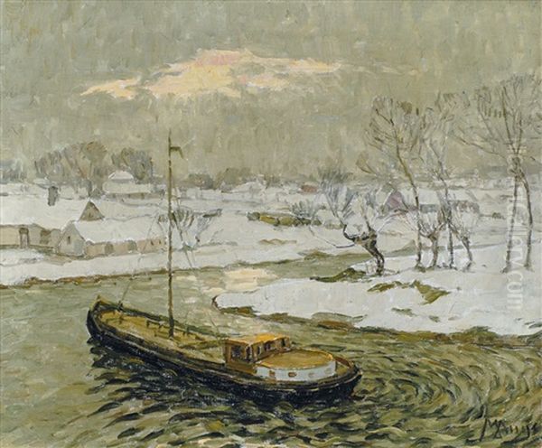 Winter Aan De Leie Oil Painting by Modest Huys