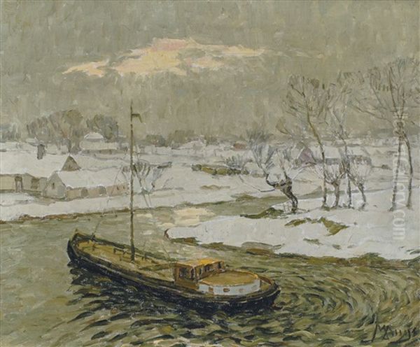 Winter Aan De Leie Oil Painting by Modest Huys