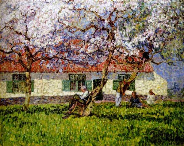 Middag In De Lente - Midi Au Printemps Oil Painting by Modest Huys