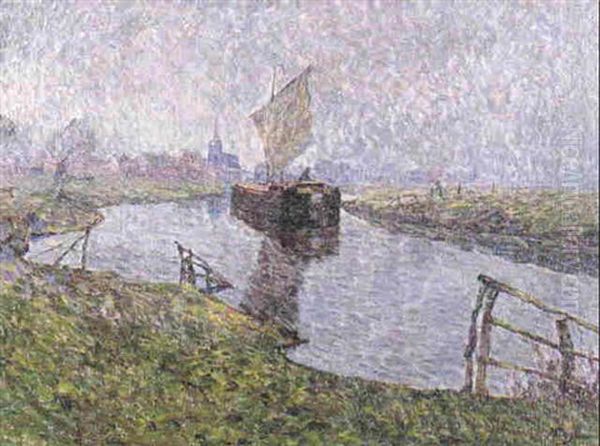 Temps Gris Sur La Lys Oil Painting by Modest Huys