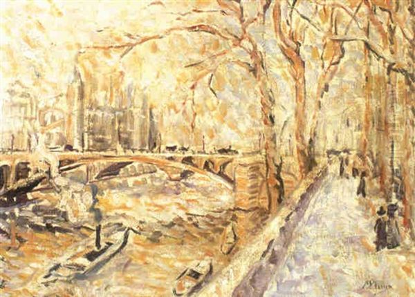 Bord De Seine Oil Painting by Modest Huys