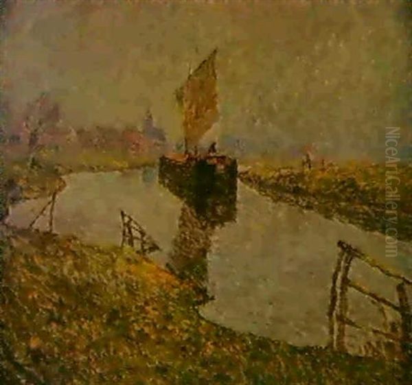 Temps Gris Sur La Lys Oil Painting by Modest Huys