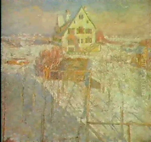 Ter Elst Dans La Neige (waregem) Oil Painting by Modest Huys