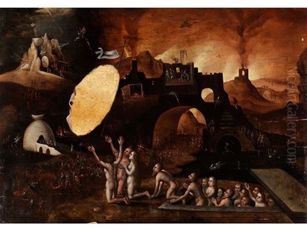 Auferstehung Aus Der Vorholle (in The Manner Of Hieronymus Bosch) Oil Painting by Pieter Huys