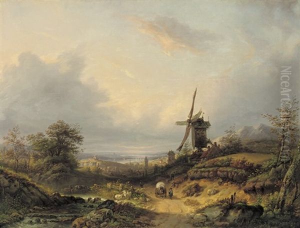 On The Outskirts Of A Rhenish Town Oil Painting by Constantinus Cornelis Huysmans