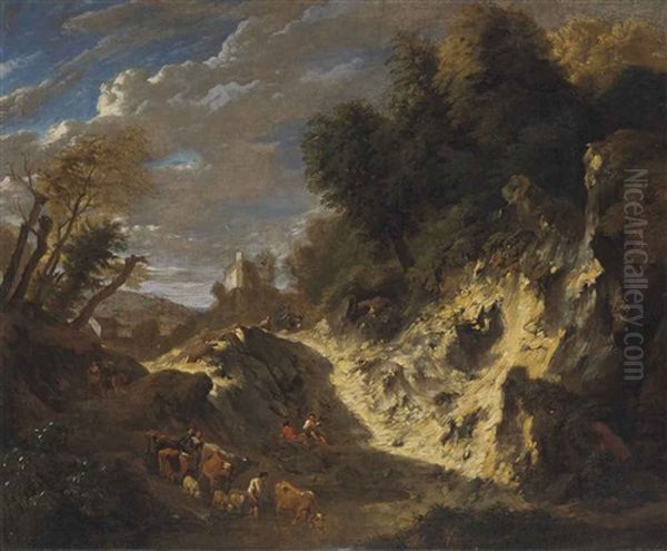 A Cutting By The Side Of A Wood Oil Painting by Cornelis Huysmans