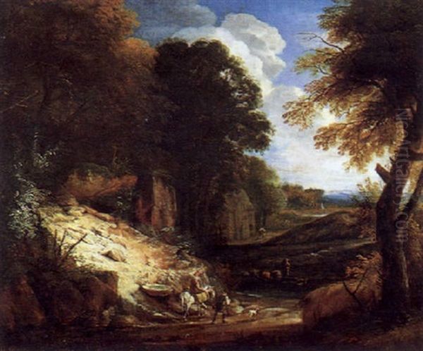 Waldlandschaft Mit Reisenden Oil Painting by Cornelis Huysmans