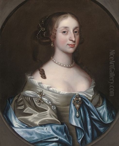 Portrait Of A Lady, In An Oyster Satin Dress Oil Painting by Jacob Huysmans