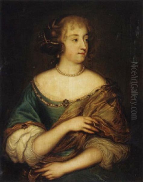 Portrait Of A Lady In A Blue Dress Oil Painting by Jacob Huysmans