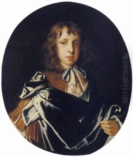 Portrait Of A Boy Wearing A Brown Tunic And Blue Robes Oil Painting by Jacob Huysmans