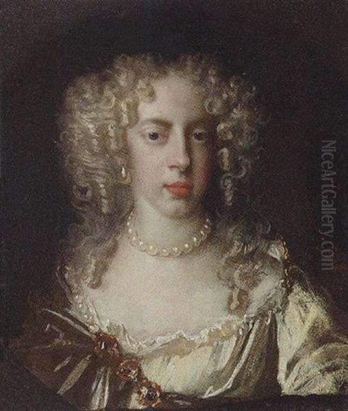 Portrait Of A Lady (frances Teresa Stuart, Duchess Of Richmond And Lennox?) In A Gold Dress Oil Painting by Jacob Huysmans