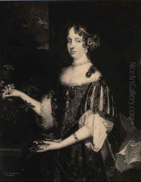 Portrait Of Mary, Countess Of Warrington, Beside An Orange Tree And Window Oil Painting by Jacob Huysmans