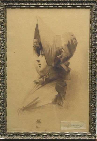 Woman In Profile Oil Painting by George Randolph Barse Jr.