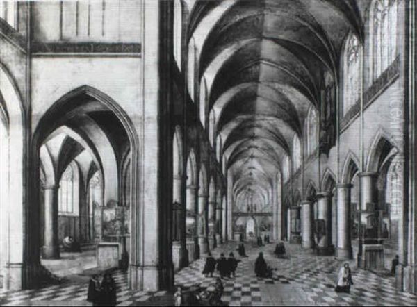 Figures In A Church Interior Oil Painting by Jacob Huysmans