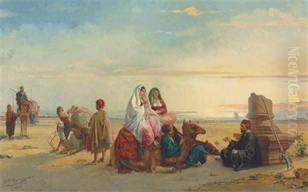 Resting In The Desert Oil Painting by Jan Baptist Huysmans