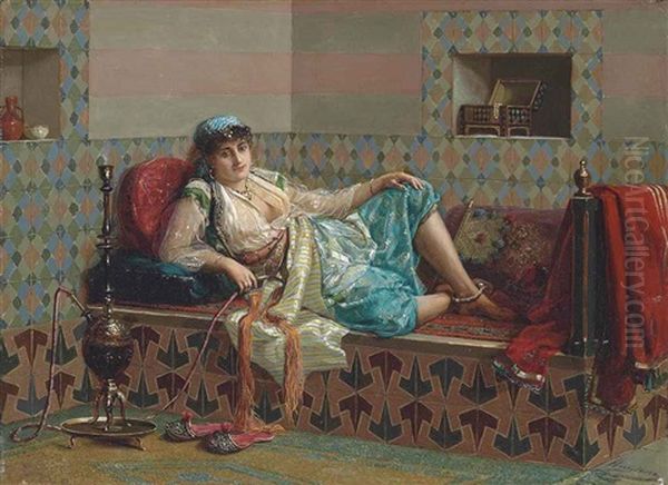 Relaxing In The Harem Oil Painting by Jan Baptist Huysmans