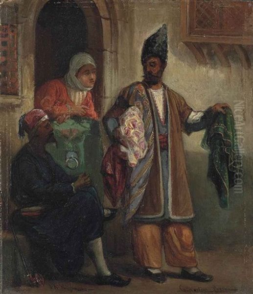 The Persian Rug Dealer Oil Painting by Jan Baptist Huysmans