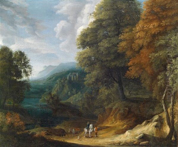 Bewaldete Berglandschaft Mit Einem Reiter Oil Painting by Jan Baptist Huysmans