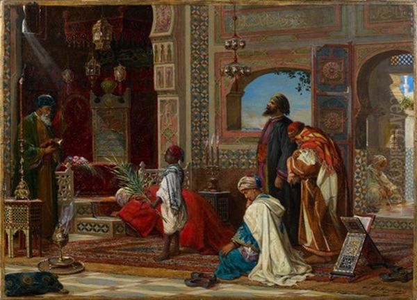 Recueillement Au Tombeau Des Ancetres En Egypte Oil Painting by Jan Baptist Huysmans