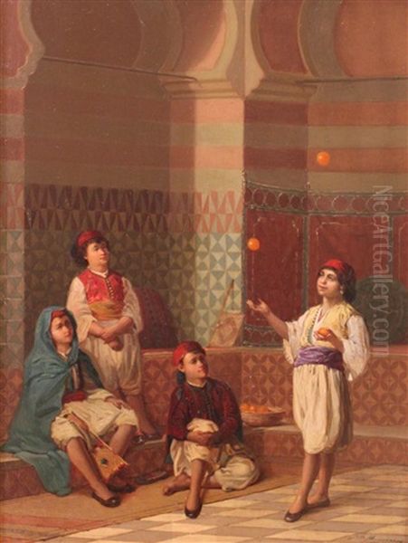 Entre Garconnets (algiers)/ Between Boys (algiers) Oil Painting by Jan Baptist Huysmans