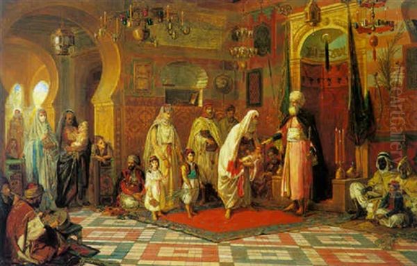 The Dervish Chief Blessing Children Oil Painting by Jan Baptist Huysmans